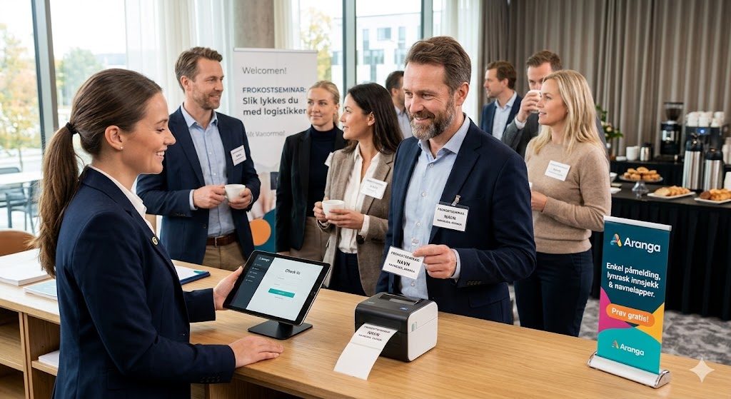 Deltaker som sjekker inn digitalt ved ankomst